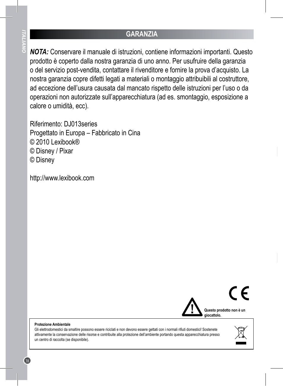 Lexibook DJ013 Series User Manual | Page 38 / 54