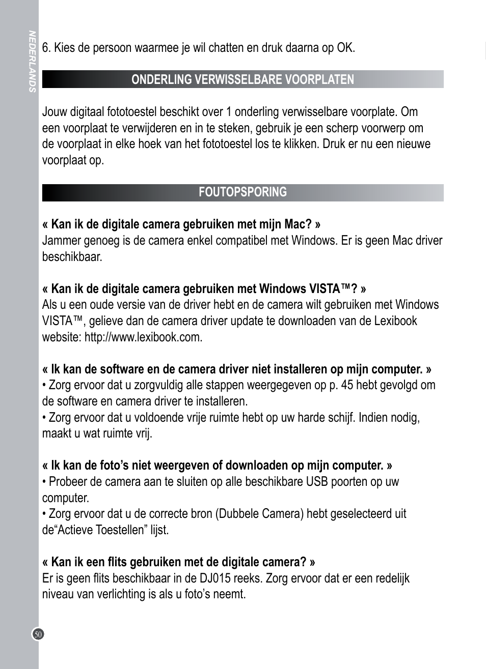 Lexibook DJ015 Series User Manual | Page 50 / 54