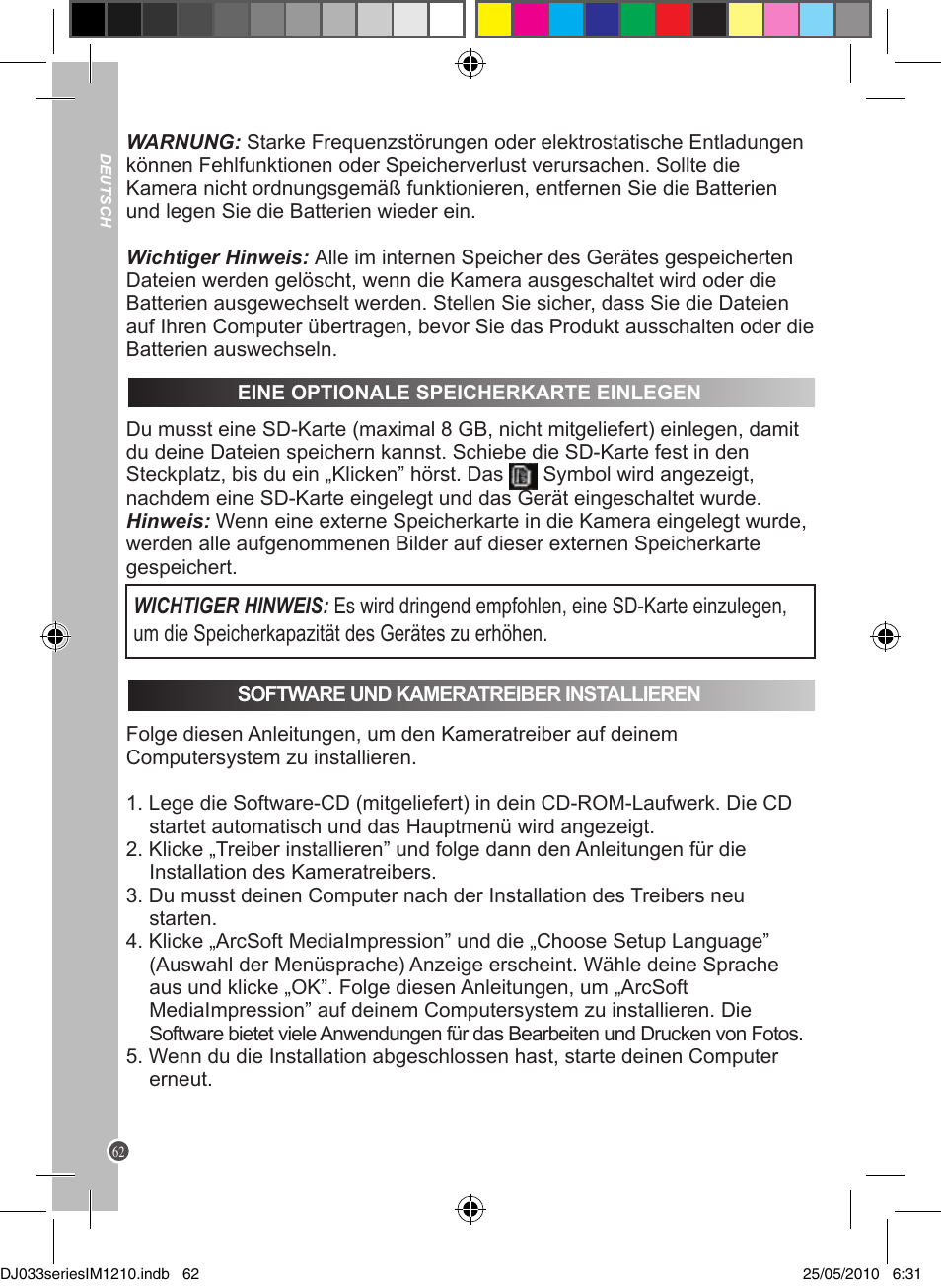 Lexibook DJ033 Series User Manual | Page 62 / 85