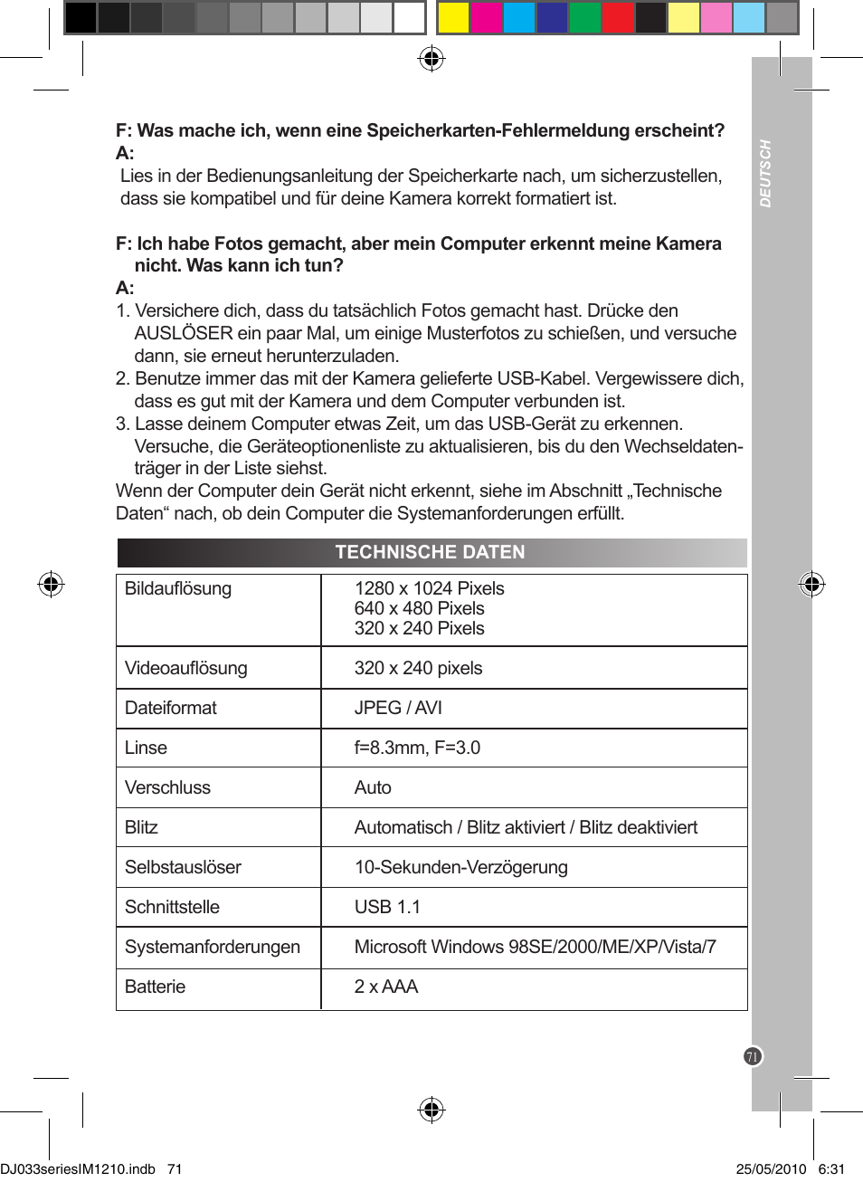 Lexibook DJ033 Series User Manual | Page 71 / 85