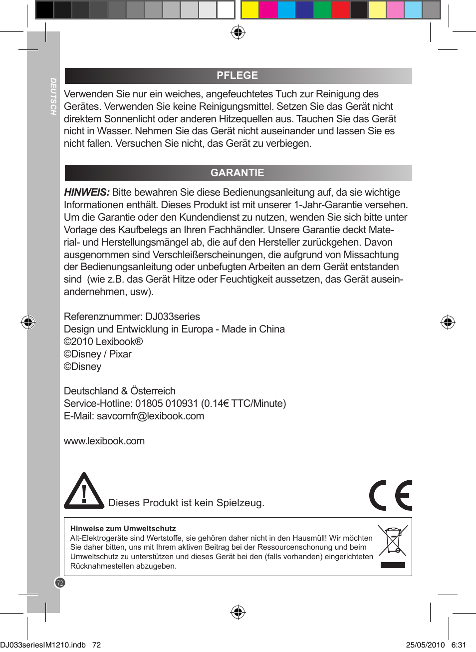 Lexibook DJ033 Series User Manual | Page 72 / 85