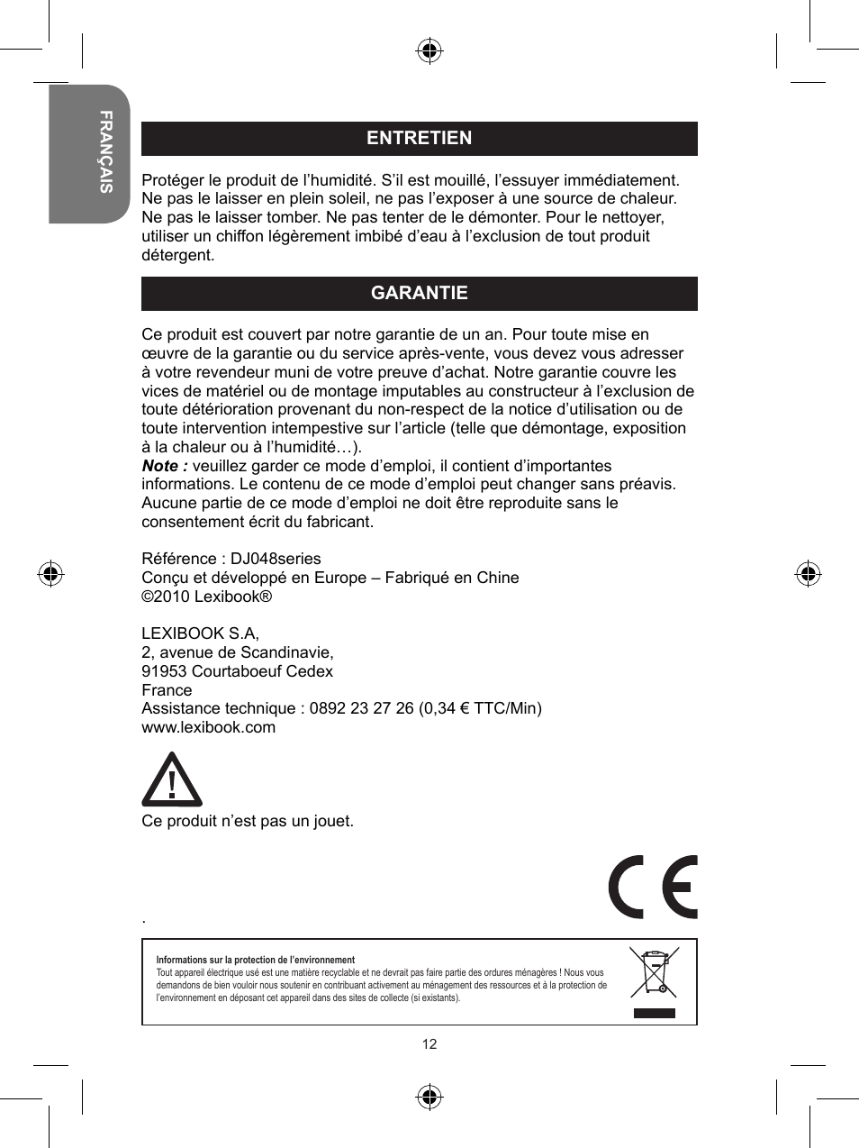 Lexibook DJ048 Series User Manual | Page 12 / 68