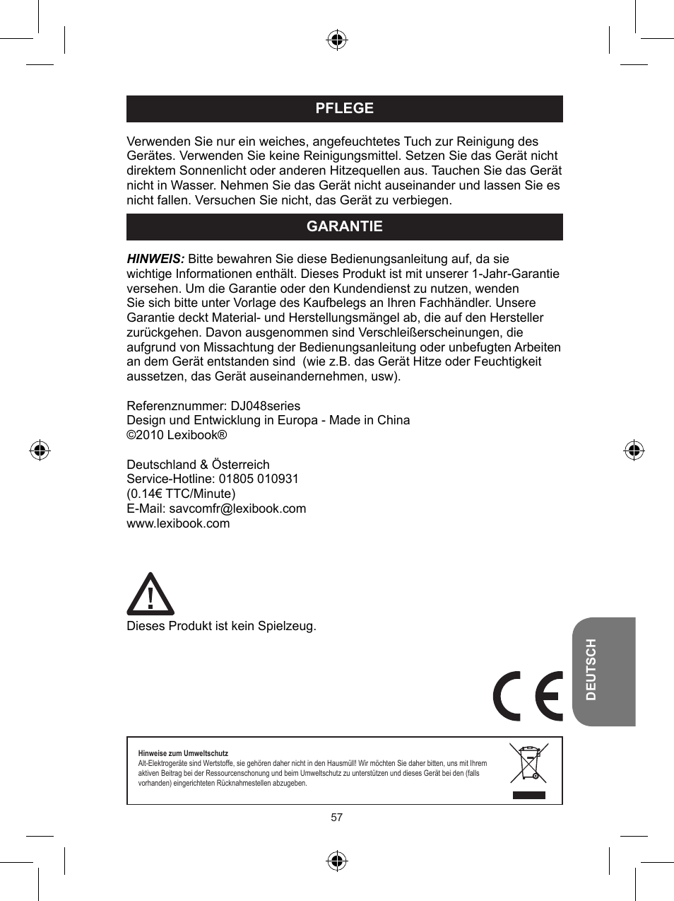 Lexibook DJ048 Series User Manual | Page 57 / 68