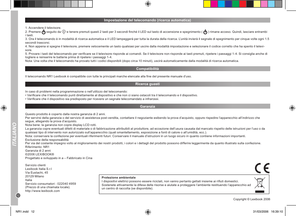 It aliano | Lexibook NR1 User Manual | Page 12 / 18