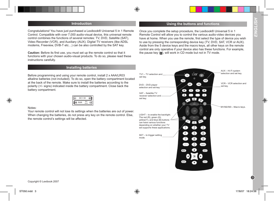 English | Lexibook ST050 User Manual | Page 3 / 51