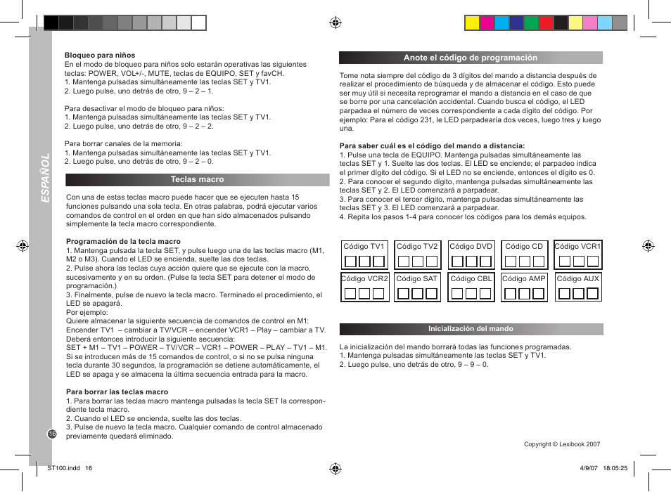 Esp añol | Lexibook ST100 User Manual | Page 16 / 51