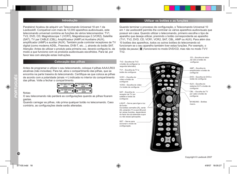 Por tuguês | Lexibook ST100 User Manual | Page 18 / 51