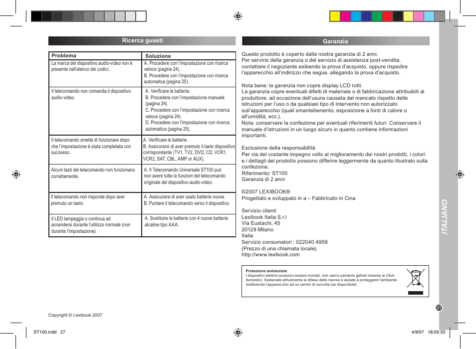 It aliano | Lexibook ST100 User Manual | Page 27 / 51