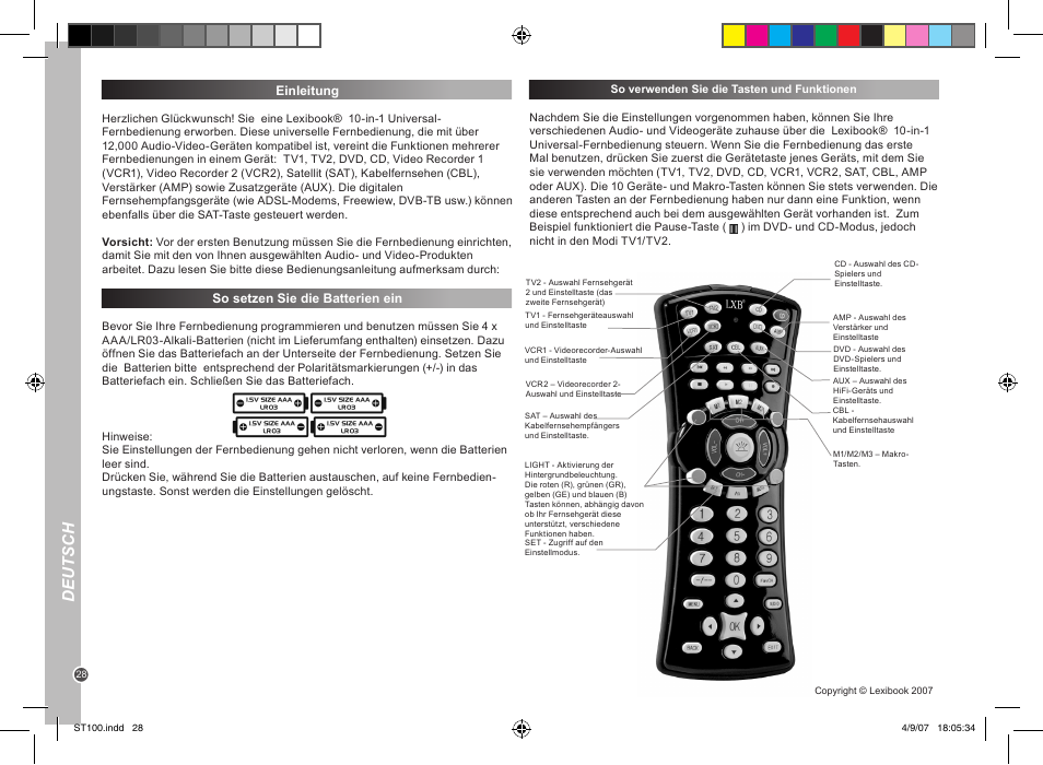 Deutsch | Lexibook ST100 User Manual | Page 28 / 51