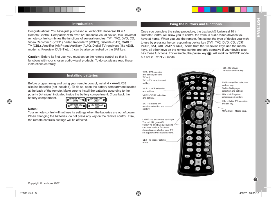English | Lexibook ST100 User Manual | Page 3 / 51