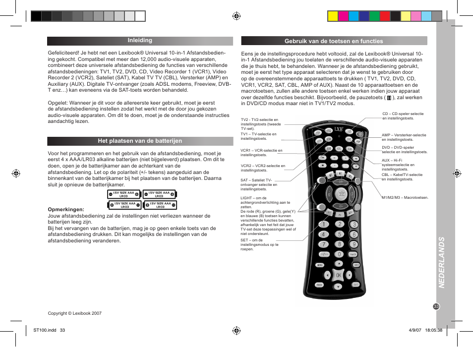 Nederlands | Lexibook ST100 User Manual | Page 33 / 51