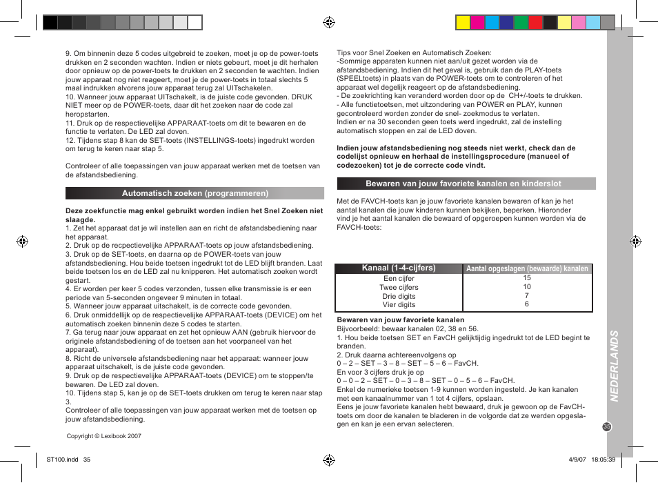 Nederlands | Lexibook ST100 User Manual | Page 35 / 51