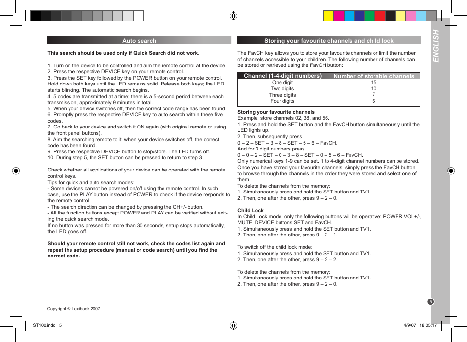 English | Lexibook ST100 User Manual | Page 5 / 51