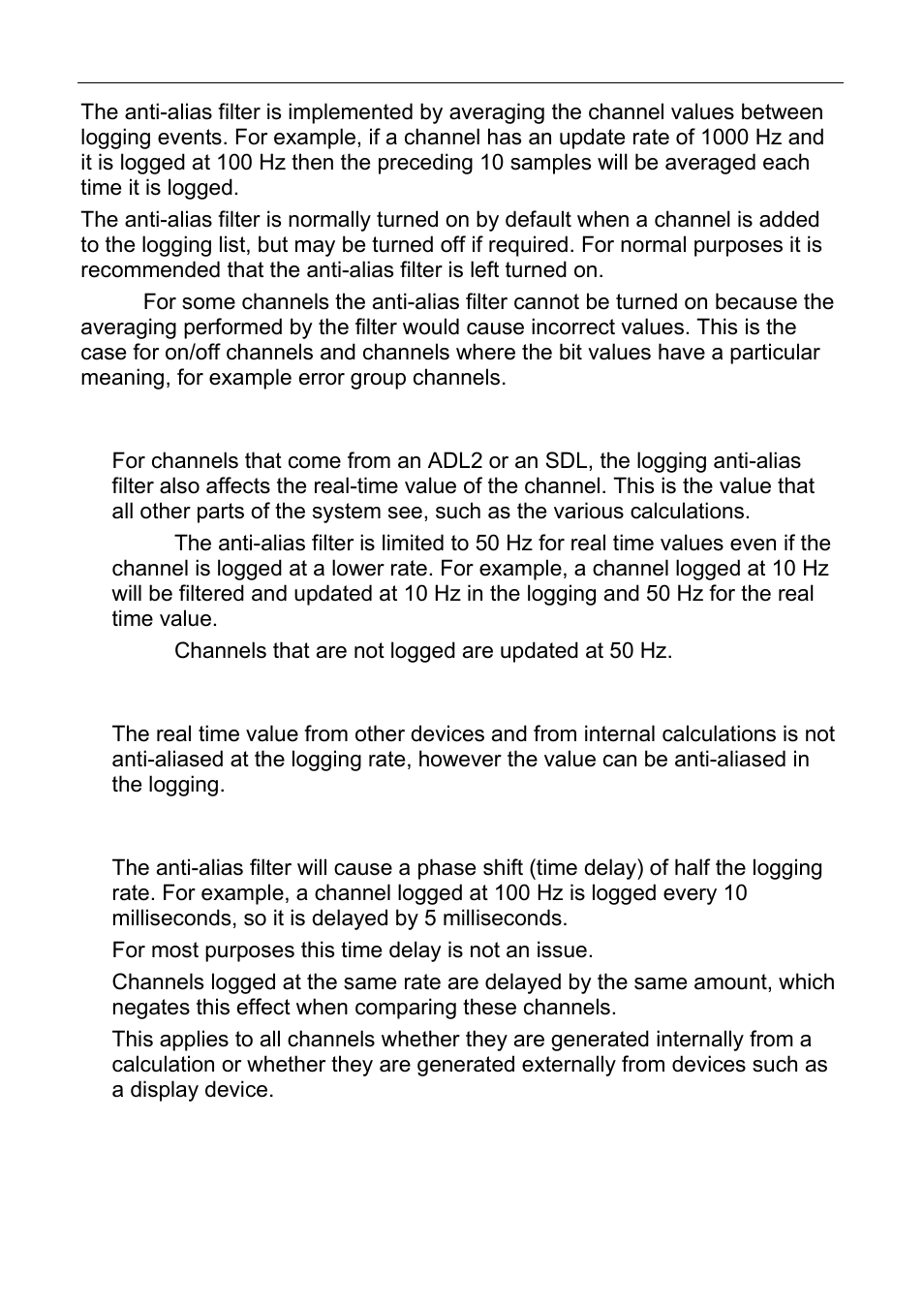 Real time value (adl2, sdl), Real time value (for devices other than adl2, sdl), Phase shift | Motec configuration 39 | MoTeC C125 User Manual | Page 40 / 89