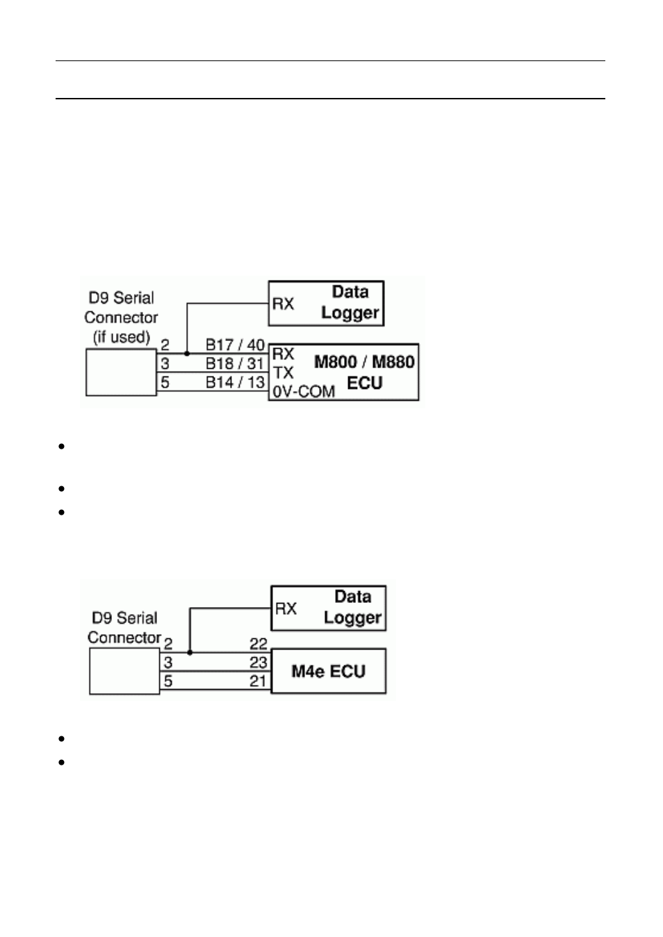 C185 to ecu wiring (rs232), M800 / m880, M48, m4 (pre m4e) and m8 | MoTeC C185 User Manual | Page 66 / 85