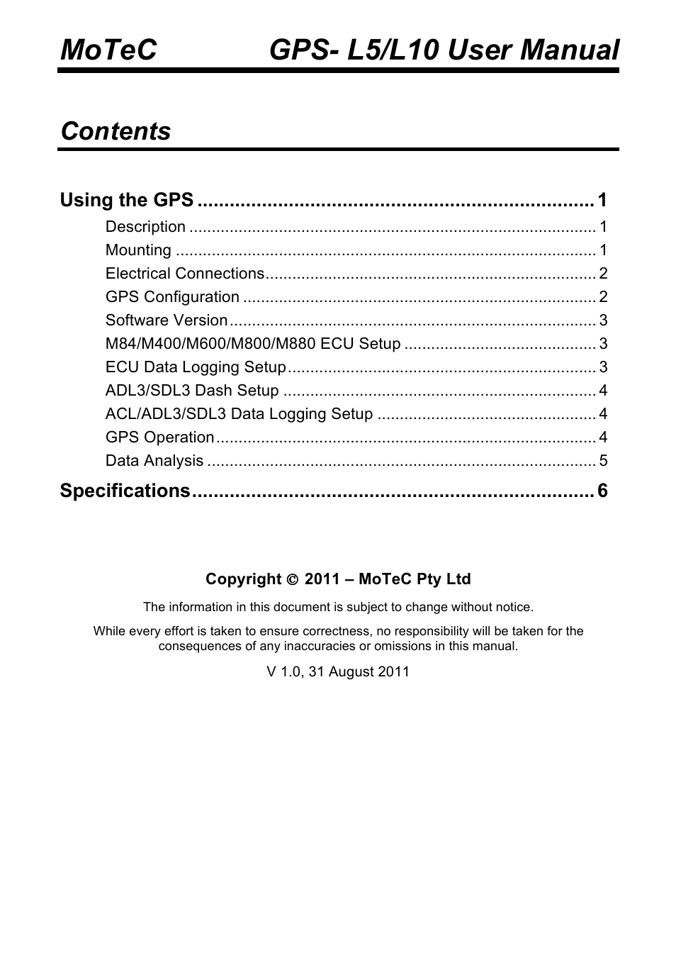 MoTeC GPS-L10 User Manual | Page 2 / 8