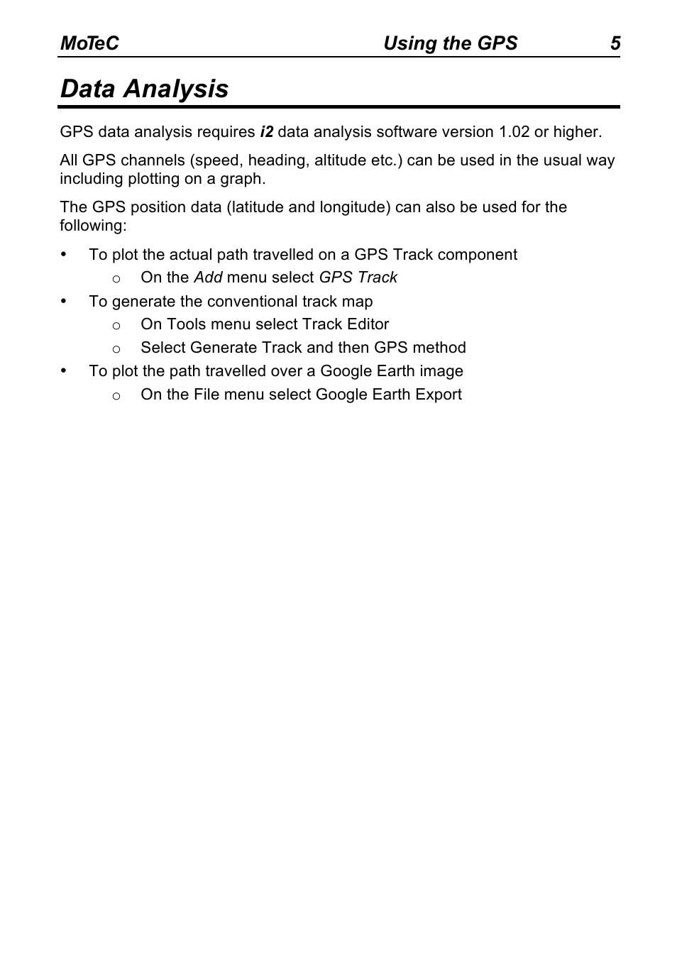 Data analysis | MoTeC GPS-L10 User Manual | Page 7 / 8