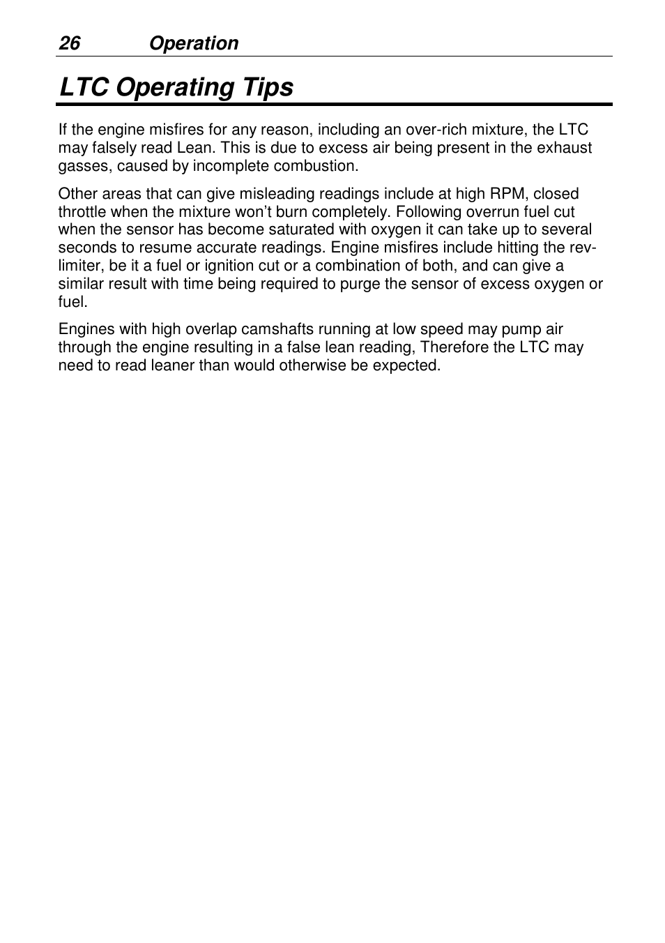 Ltc operating tips | MoTeC LTCN User Manual | Page 26 / 39