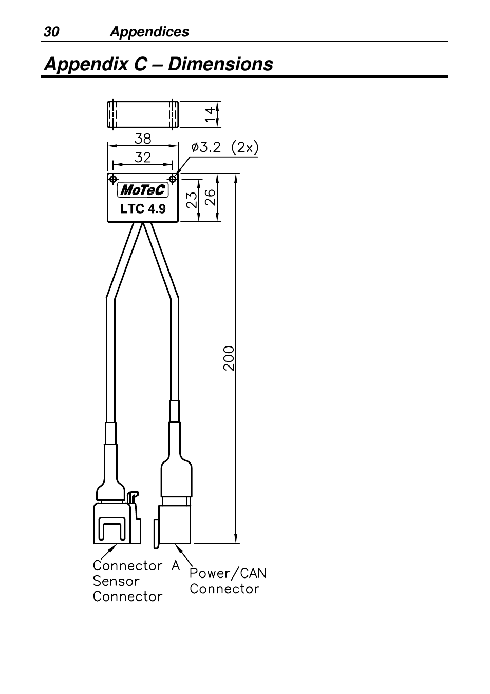Appendix c – dimensions | MoTeC LTCN User Manual | Page 30 / 39