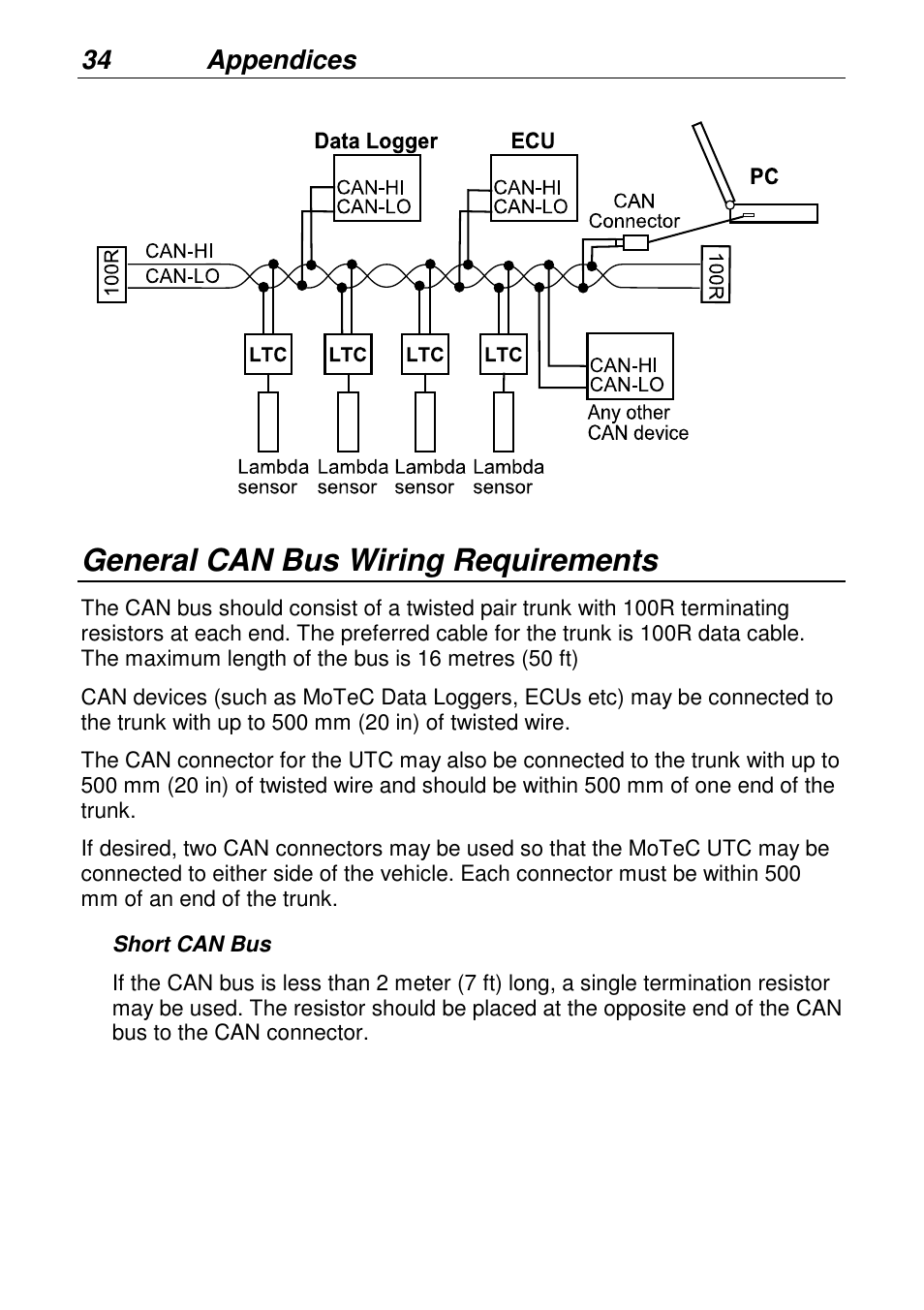 General can bus wiring requirements | MoTeC LTCN User Manual | Page 34 / 39