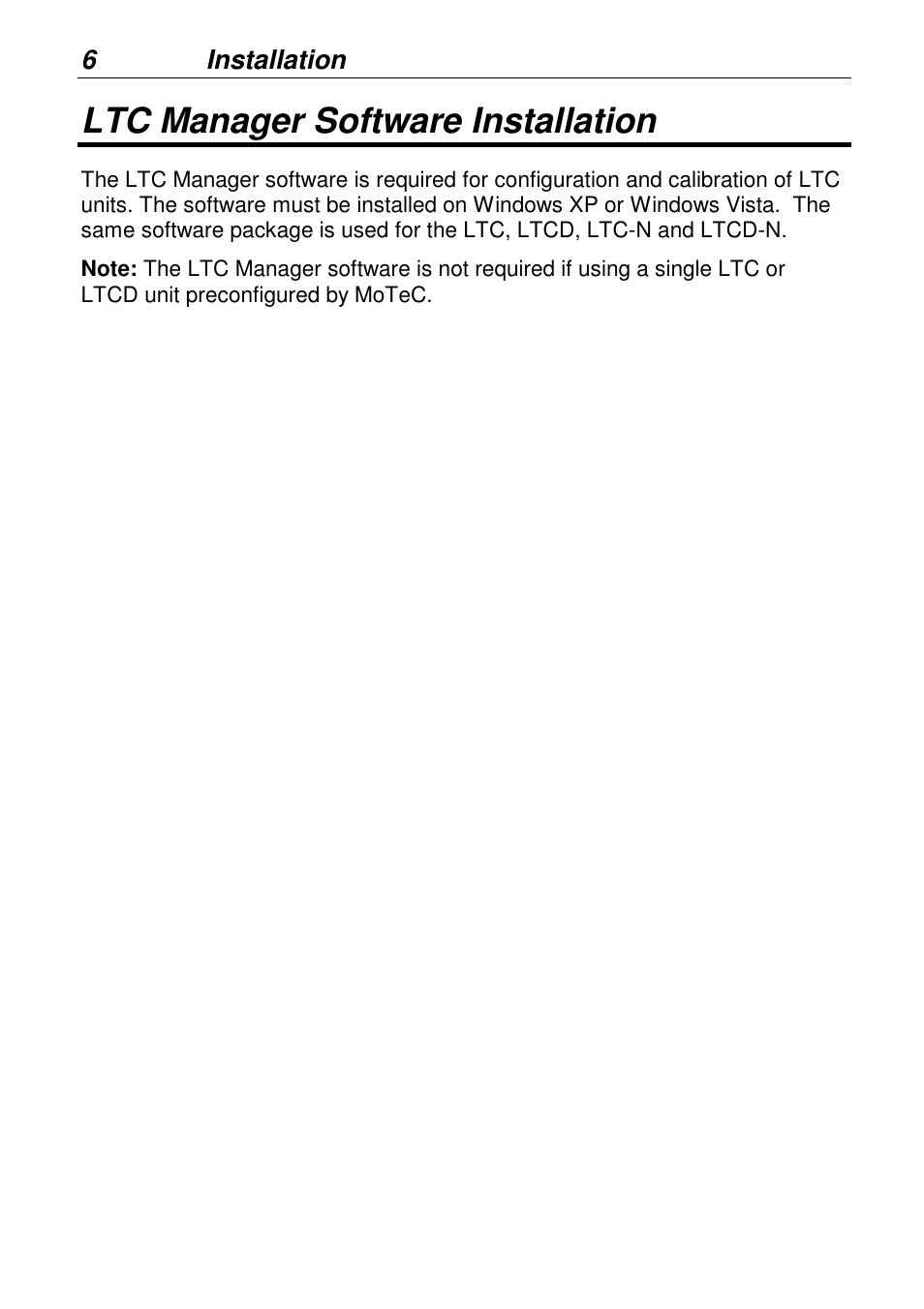 Ltc manager software installation | MoTeC LTCN User Manual | Page 6 / 39