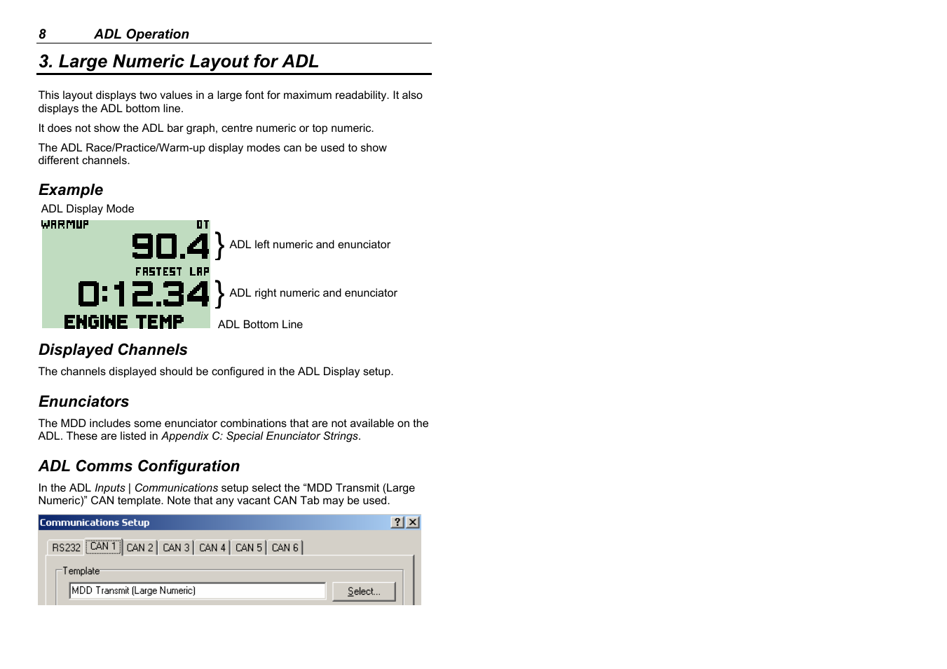 Large numeric layout for adl | MoTeC MDD User Manual | Page 10 / 48