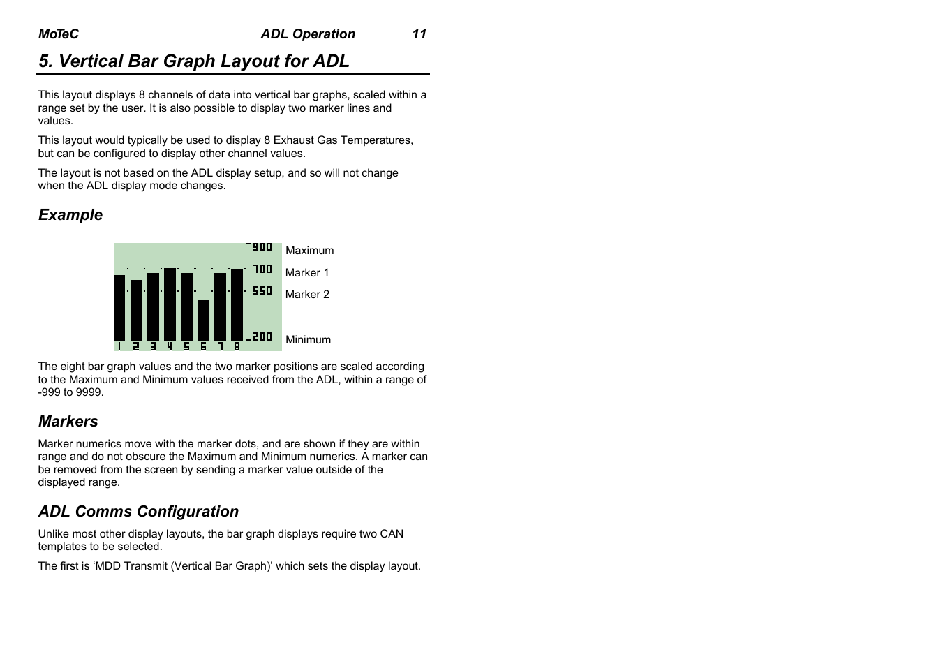 Vertical bar graph layout for adl | MoTeC MDD User Manual | Page 13 / 48