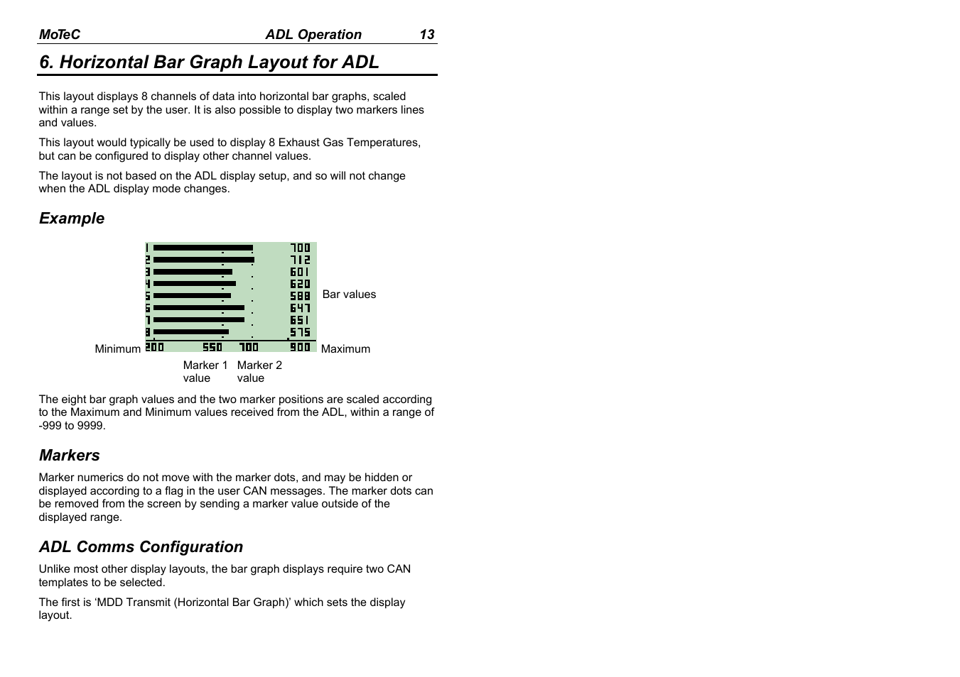 Horizontal bar graph layout for adl | MoTeC MDD User Manual | Page 15 / 48