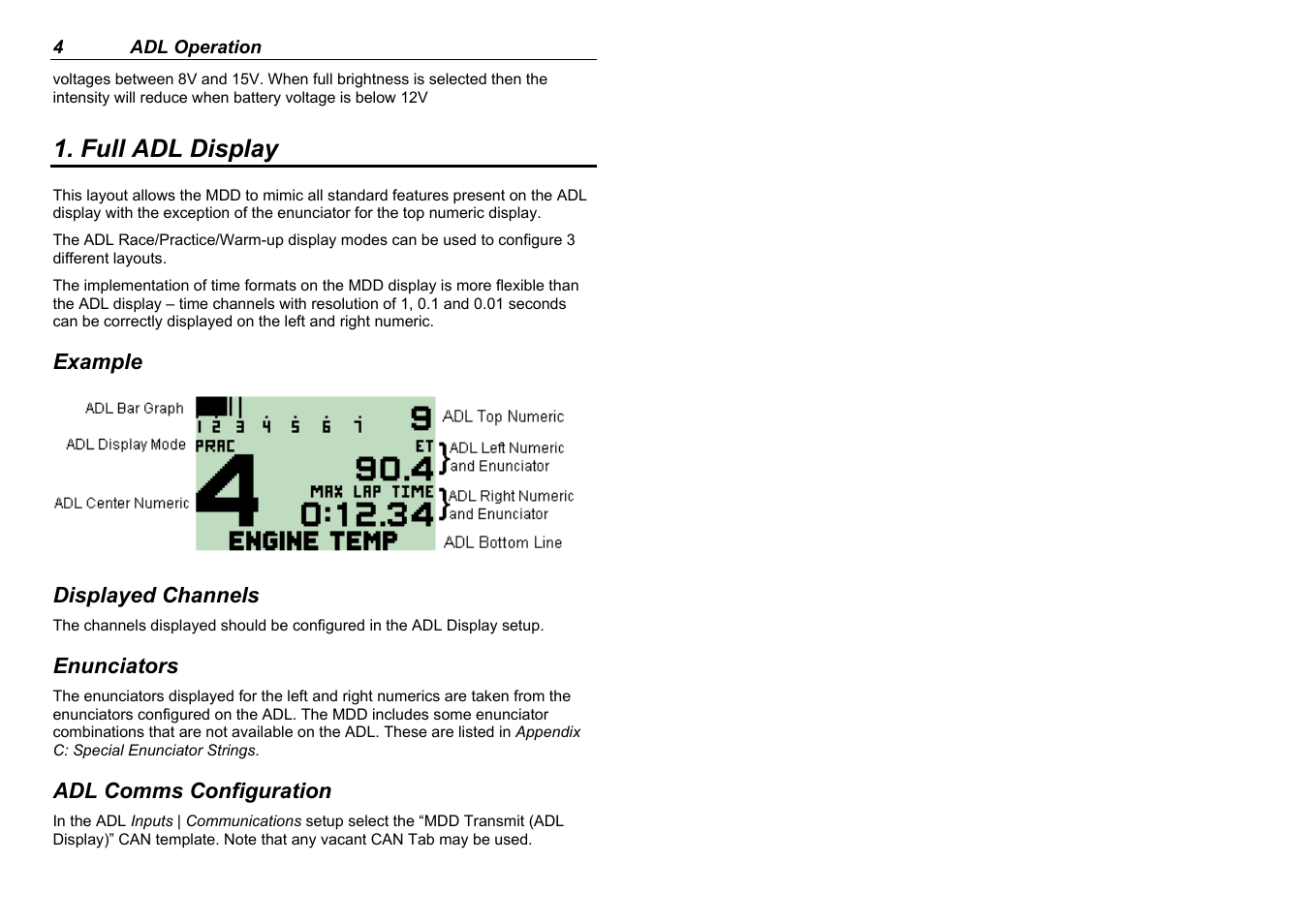 Full adl display | MoTeC MDD User Manual | Page 6 / 48