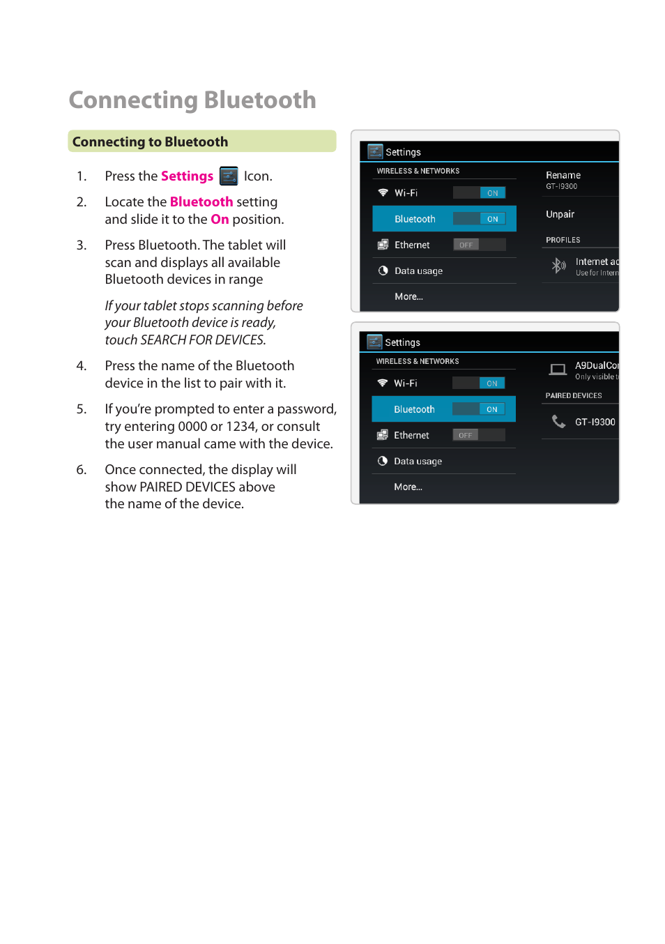 Connecting bluetooth | ZEKI TBDB863B USER MANUAL User Manual | Page 12 / 23