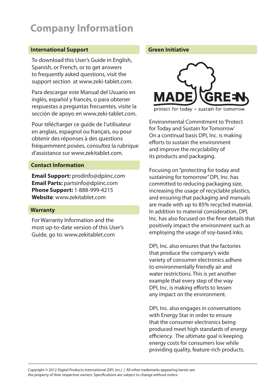 Company information | ZEKI TBDB863B USER MANUAL User Manual | Page 23 / 23