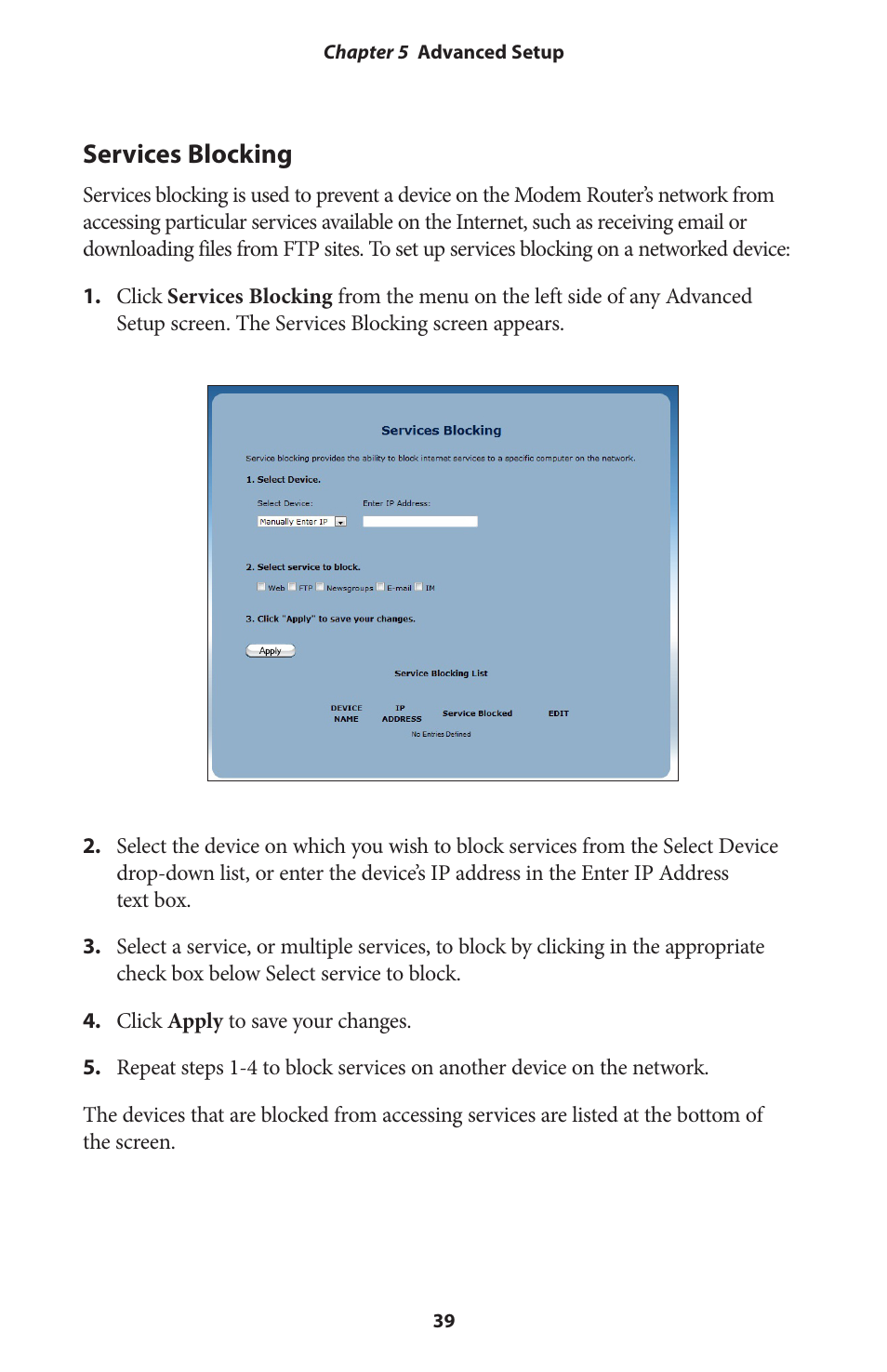 Services blocking | Actiontec V1000H User Manual User Manual | Page 42 / 82