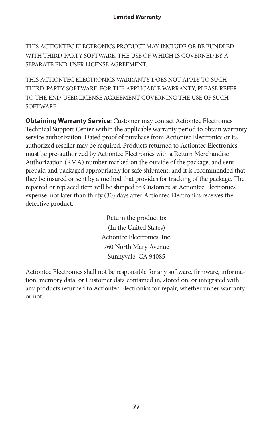 Actiontec V1000H User Manual User Manual | Page 80 / 82
