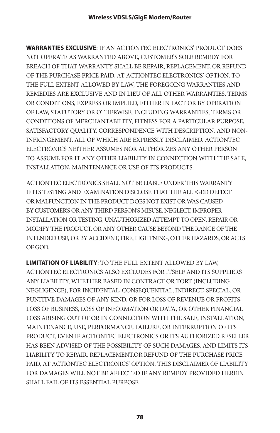 Actiontec V1000H User Manual User Manual | Page 81 / 82