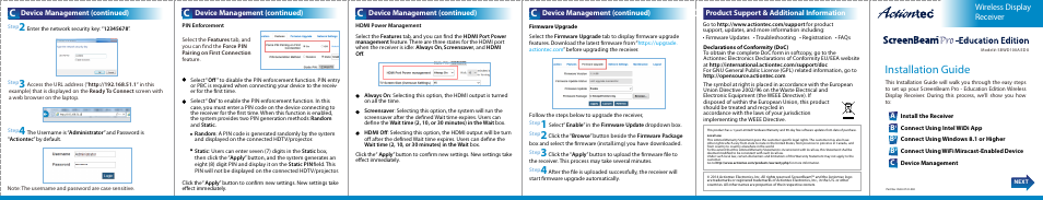 Actiontec SBWD100A Education Edition User Manual | 2 pages