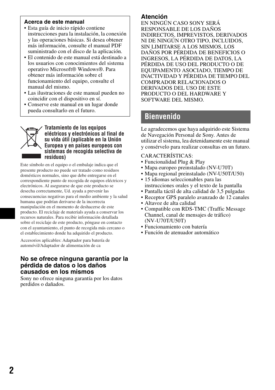 Bienvenido | Sony NV-U70T User Manual | Page 106 / 216