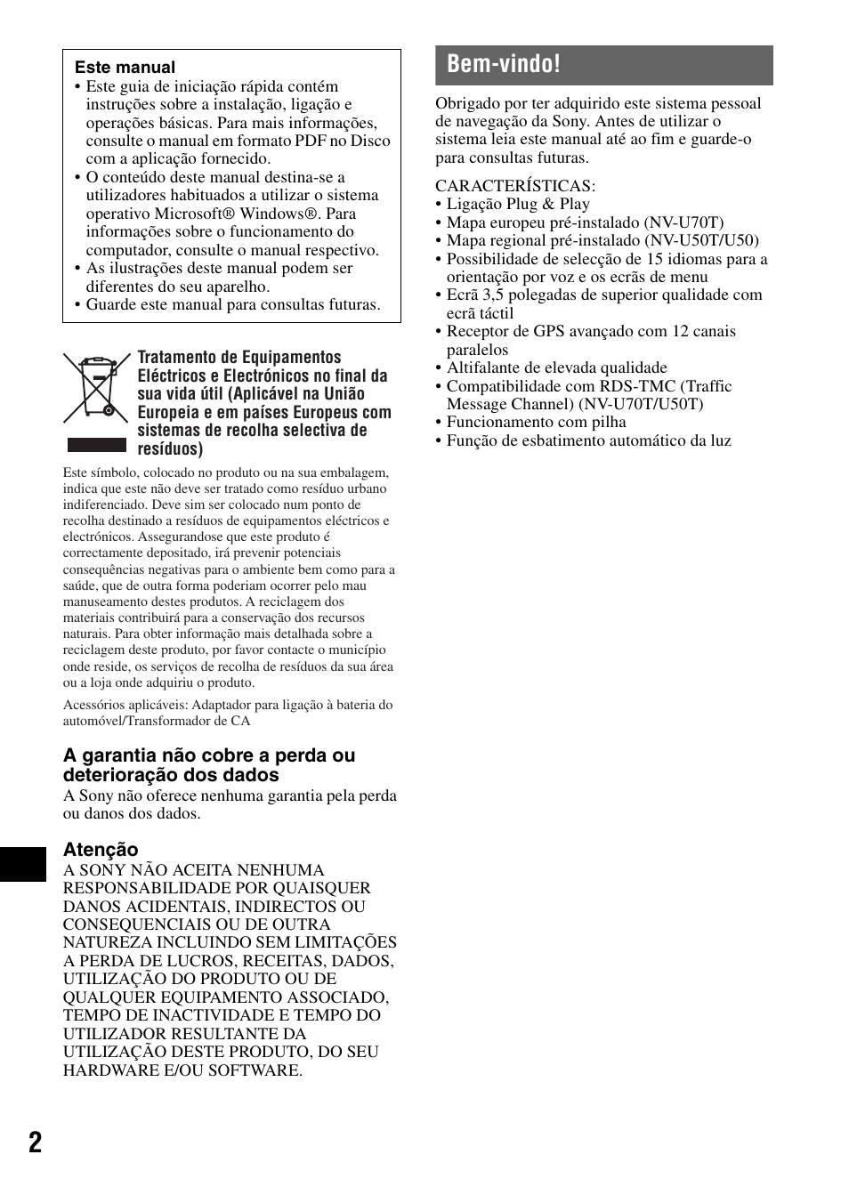 Bem-vindo | Sony NV-U70T User Manual | Page 148 / 216