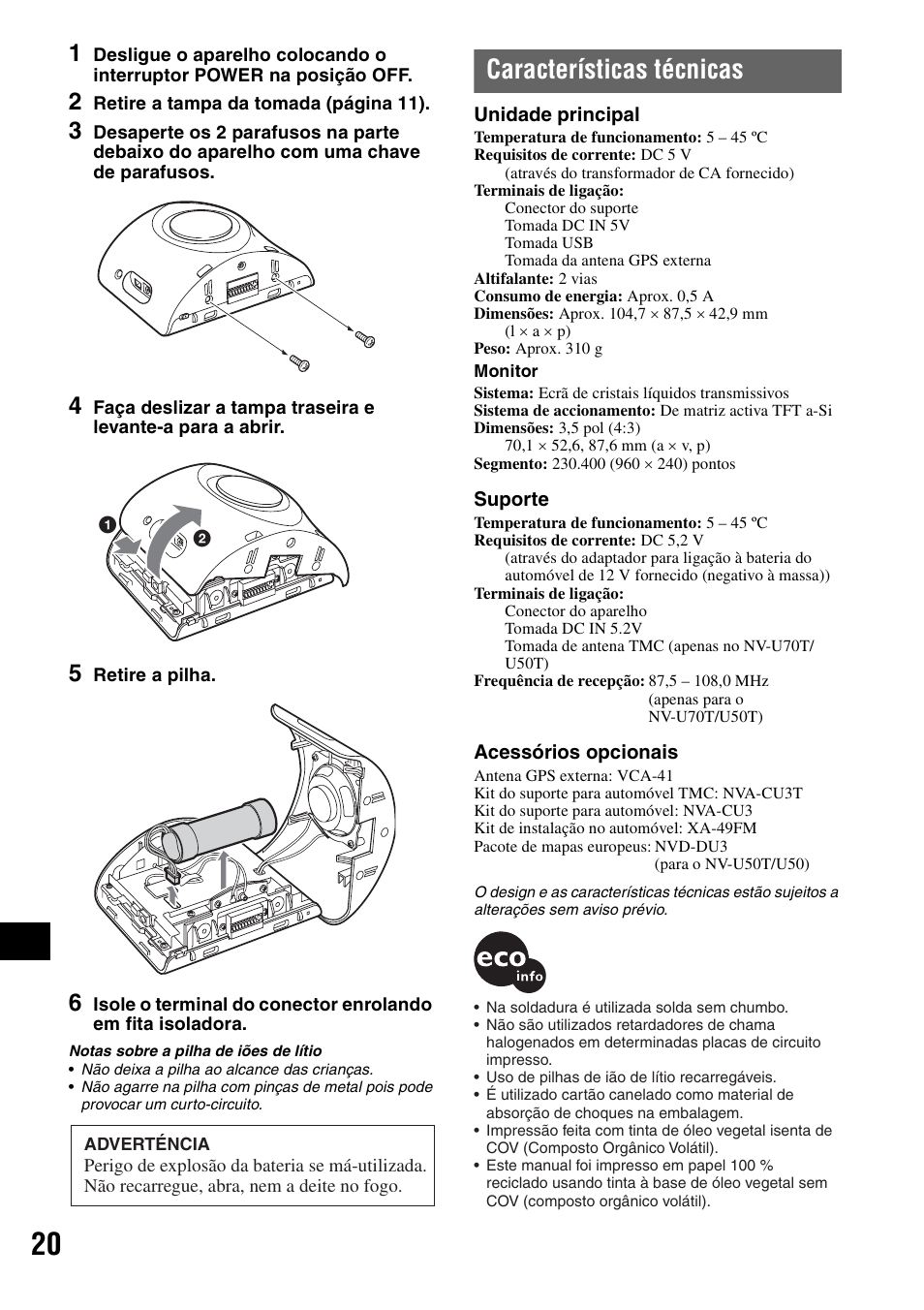 Características técnicas | Sony NV-U70T User Manual | Page 166 / 216