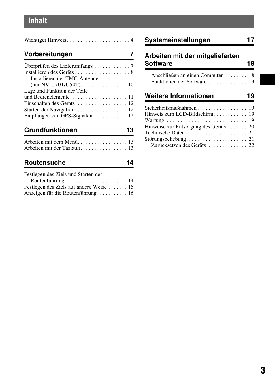 Inhalt | Sony NV-U70T User Manual | Page 23 / 216