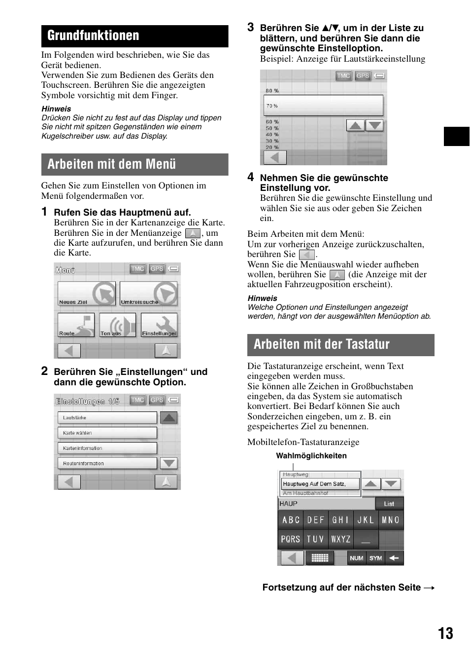 Grundfunktionen, Arbeiten mit dem menü, Arbeiten mit der tastatur | Arbeiten mit dem menü arbeiten mit der tastatur | Sony NV-U70T User Manual | Page 33 / 216