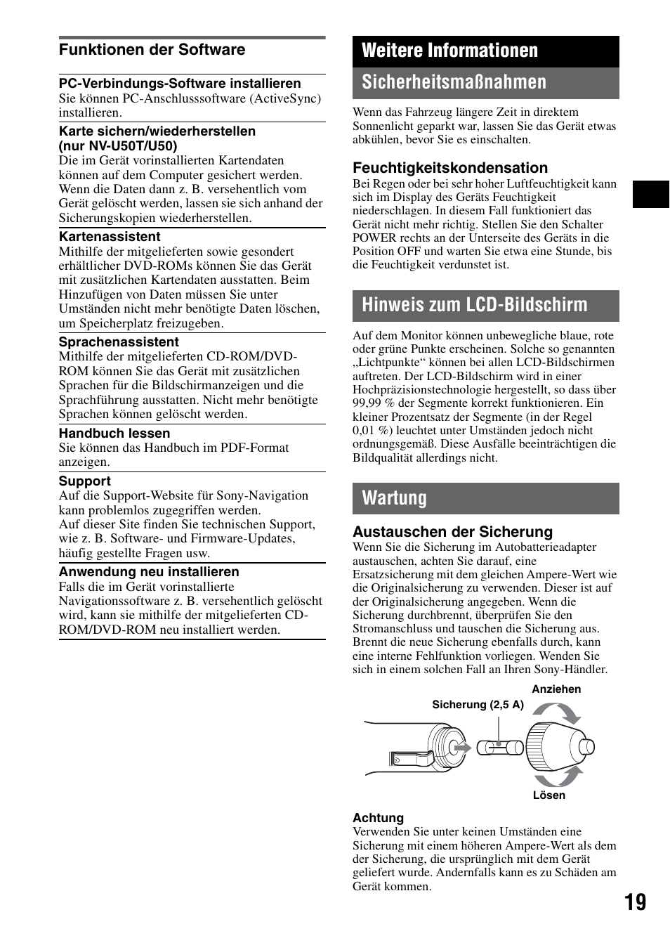 Funktionen der software, Weitere informationen, Sicherheitsmaßnahmen | Hinweis zum lcd-bildschirm, Wartung, Weitere informationen sicherheitsmaßnahmen | Sony NV-U70T User Manual | Page 39 / 216