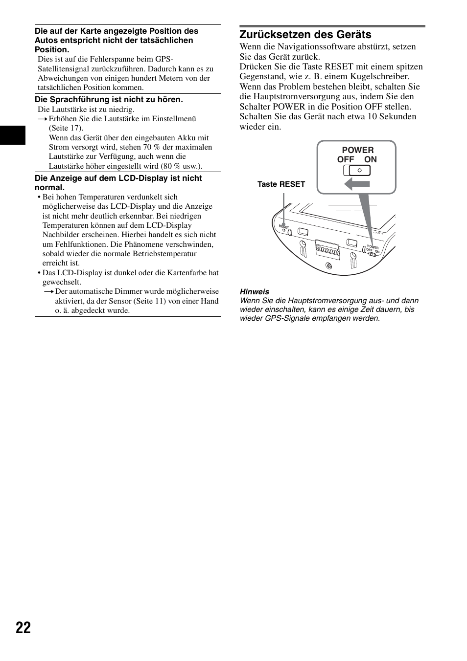 Zurücksetzen des geräts | Sony NV-U70T User Manual | Page 42 / 216