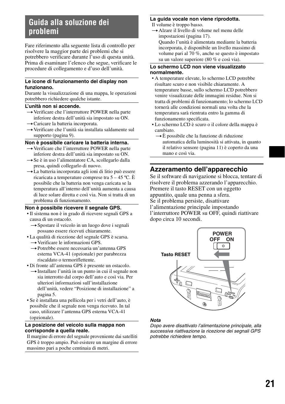 Guida alla soluzione dei problemi, Azzeramento dell’apparecchio | Sony NV-U70T User Manual | Page 83 / 216