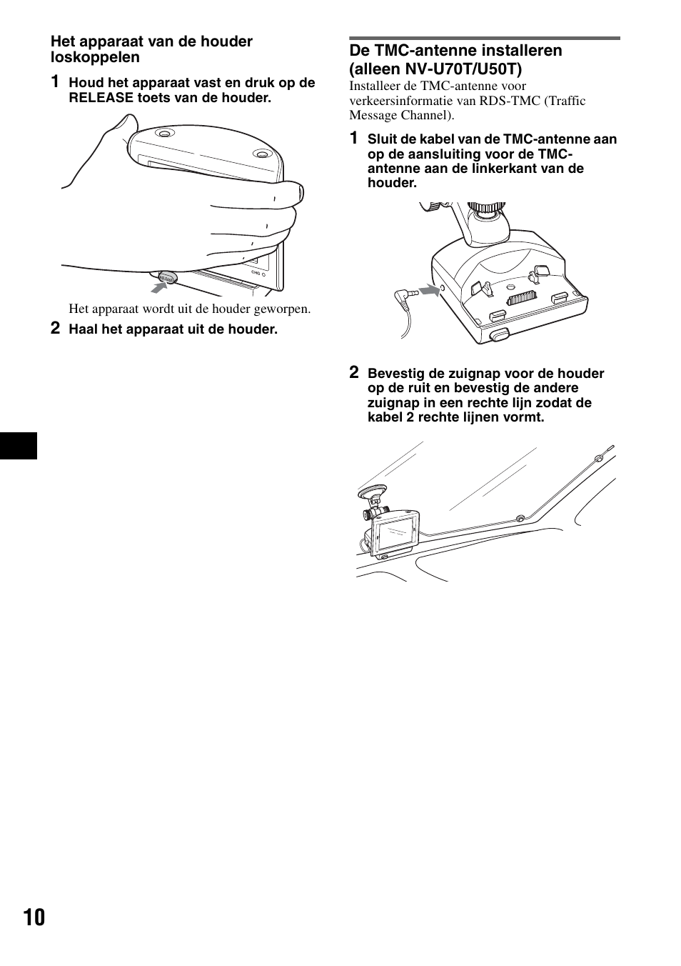 De tmc-antenne installeren (alleen nv-u70t/u50t) | Sony NV-U70T User Manual | Page 92 / 216