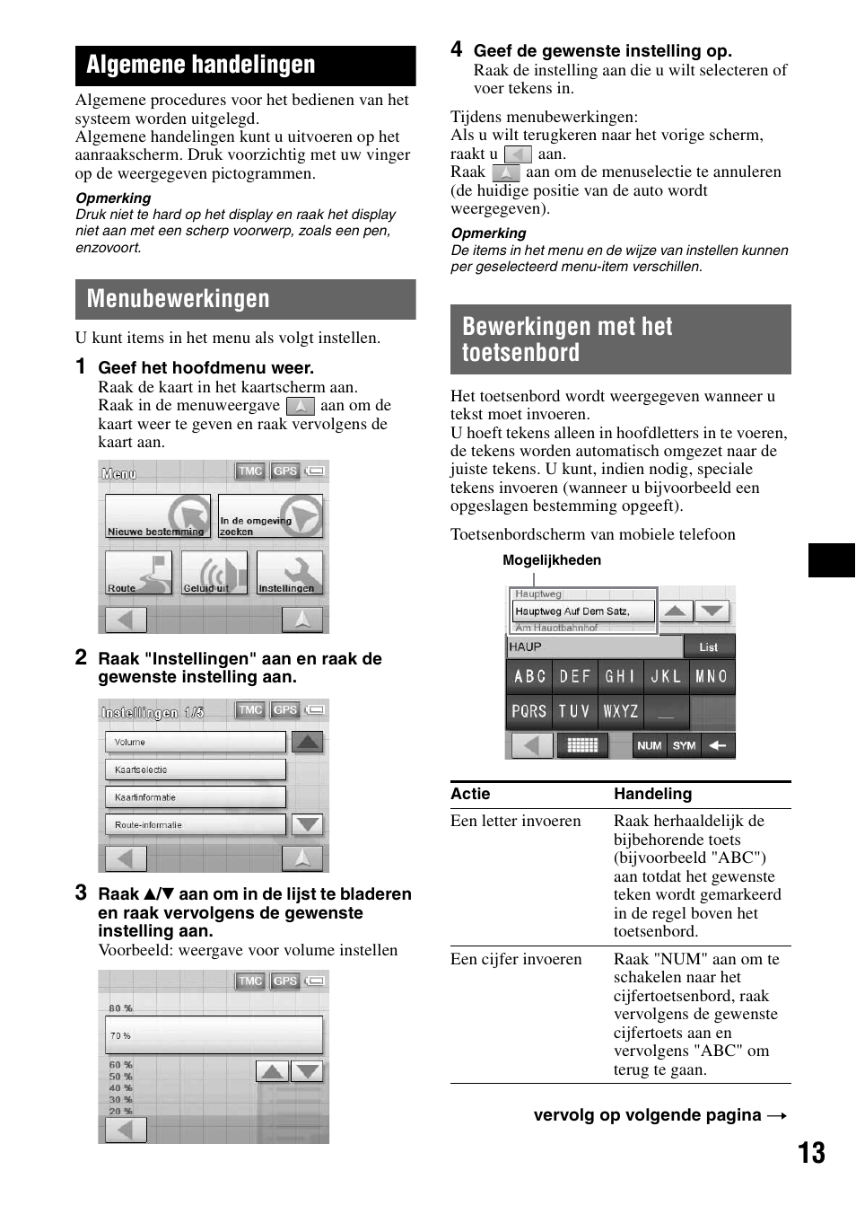 Algemene handelingen, Menubewerkingen, Bewerkingen met het toetsenbord | Menubewerkingen bewerkingen met het toetsenbord | Sony NV-U70T User Manual | Page 95 / 216
