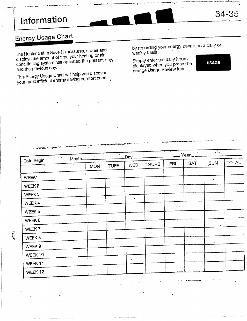 Information, Energy usage chart | Hunter 28837 46 Pemberley User Manual | Page 18 / 20