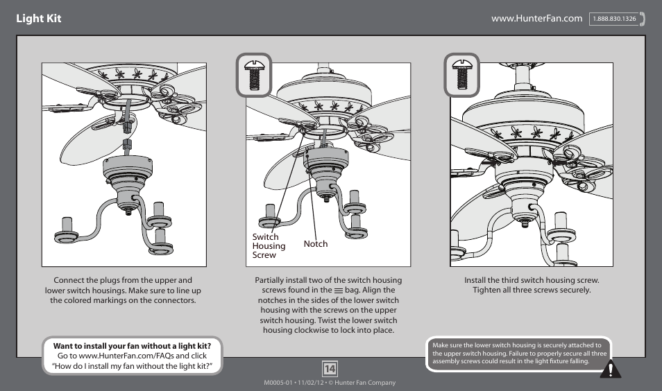 Light kit | Hunter 51026 44 Dreamland User Manual | Page 14 / 17