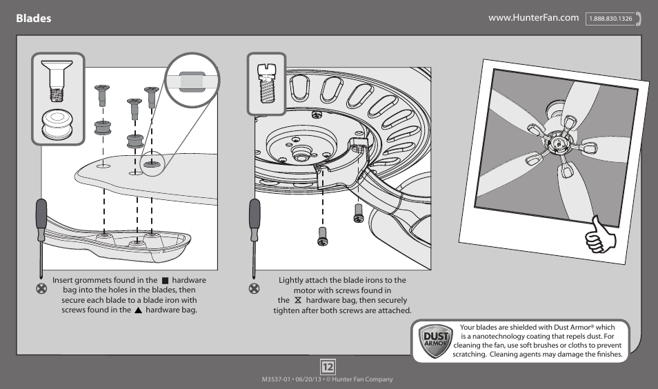 Blades | Hunter 52022 36 Orbit User Manual | Page 12 / 16