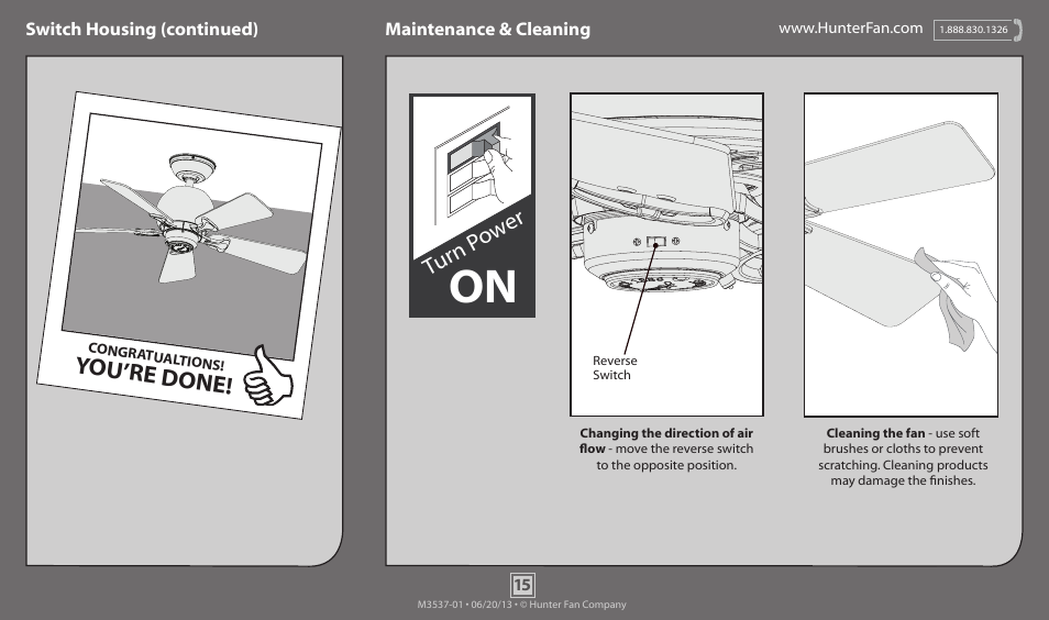 You’re done, Turn p ow er | Hunter 52022 36 Orbit User Manual | Page 15 / 16