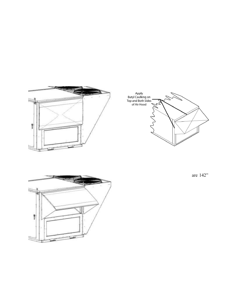 End flashing installation, Figure 22 - 6-25 and 30 ton, Figure 23 - 6-25 and 30 ton | Figure 24 - 26 and 31-140 ton | AAON RN-140 User Manual | Page 47 / 116